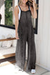 Light Wash Frayed Exposed Seam Wide Leg Denim Overall